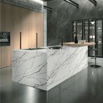 Smyrna Lilac quartz slab full view showing lilac-grey veining across the jumbo slab, Builder Stone Global, Norcross GA